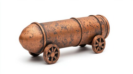 Old Rusted Vintage Cannon Antique Artillery Weapon Model on Wheels