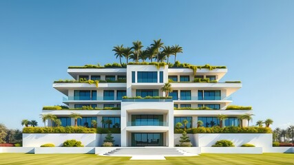 A symmetrical green roof house.