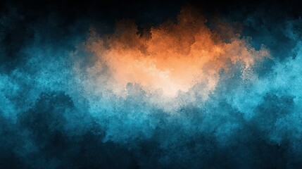 Obraz premium wallpaper background with an abstract gradient of blue and orange, giving it the appearance of a watercolor painting, with a dark sky in the top left corner.