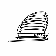 City Hall building landmarks london line art illustration. London buildings line drawing.