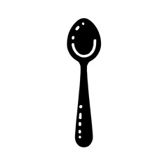Spoon Silhouette: A simple, elegant black and white illustration of a spoon, perfect for adding a touch of whimsy and nostalgia to your designs.  