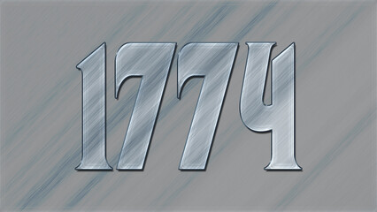 3D Glass effect number design of 1774, glassy background.