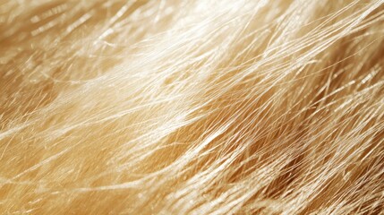 close up macro shot of golden hair strands showcasing natural texture and fibers in soft light