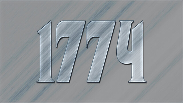 3D Glass effect number design of 1774, glassy background.