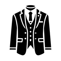 Suit Up:  A sharp and stylish black silhouette of a man's suit, complete with a vest and tie, exuding confidence and sophistication.  A powerful visual for fashion, business, and formal events.