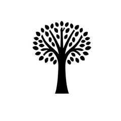 Flourishing Life: A stylized black tree illustration, symbolizing growth, nature, and life's journey. Perfect for concepts related to ecology, family, or personal development. 