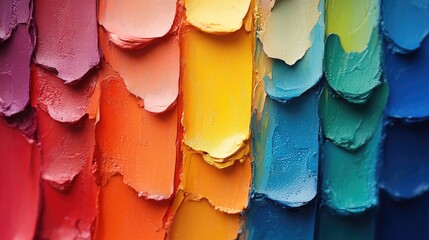 Colorful palette of wax crayons in vibrant hues showcasing a spectrum of shades and textures for artistic creativity and inspiration
