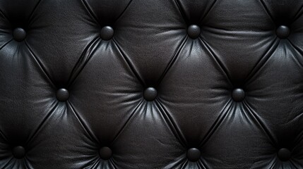 Naklejka premium Textured dark leather background with button tufting for design and decor themes