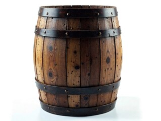 Obraz premium Aged Wooden Barrel, Isolated, Studio Still Life, High-Quality Image