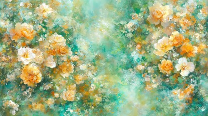Pastel Roses in a Dreamlike Garden Scene