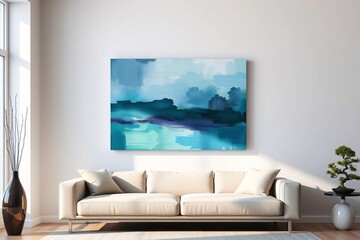 Frame mockup, Living room wall poster mockup. Interior mockup with house background. Modern interior design.	
