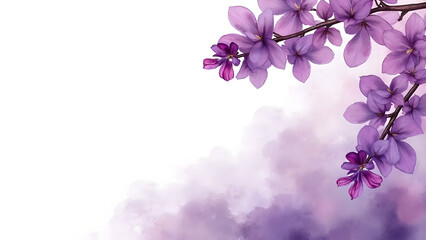 Fototapeta premium Watercolor Whimsical Floral Patterns In style of Light Abstract Watercolor For Backgrounds with Ample Copy Space Featuring Lavender Purple and Lilac Floral Tones