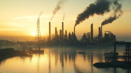 Fototapeta premium Industrial Discharge into Bay with Natural Background