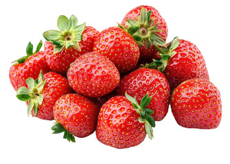 juicy red strawberries on white background
