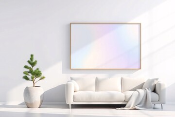 Frame mockup, Living room wall poster mockup. Interior mockup with house background. Modern interior design.	
