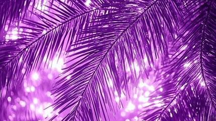 Obraz premium Purple Palm Fronds Tropical Paradise Bokeh Background