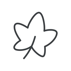 Cute maple leaf icon. Hand drawn monochrome illustration isolated on a white background. Vector 10 EPS.
