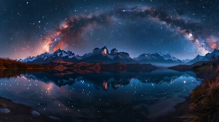 Naklejka premium A lake is a large body of water surrounded by land, often formed naturally through glacial activity, tectonic shifts, or volcanic eruptions. Lakes come in various sizes and depths, ranging from small 