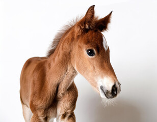 Fototapeta premium baby horse in the white background studio shot