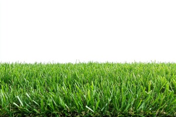 Obraz premium Green artificial grass carpet isolated on white 