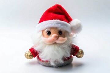 Adorable Little Santa Claus Plush Toy Isolated on White Background - Perfect for Holiday Stock Photos