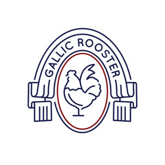 Simple Logo with Gallic rooster icon. Simple Logo with a cock, commonly associated with farming and agriculture, representing both meat and egg production, symbol of France. Vector illustration