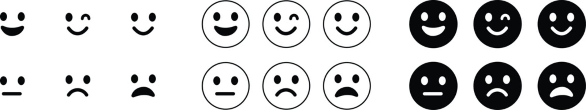 Emoticons icon set. Emoji faces collection flat and line vector style isolated on transparent background. Happy and sad, good and bad emoji. Cartoon symbol feedback rating emoji use for web and app