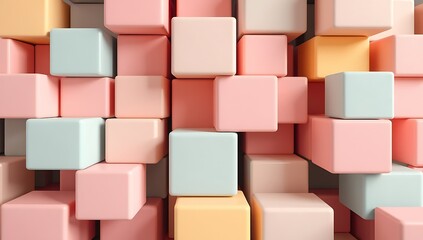 Pastel Colored Cubes Abstract Background Design