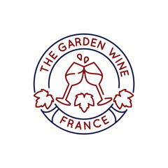 Simple Logo with Wine glasses clinking France icon. Simple Logo with wine glasses toast icon for social media, app, and web design. Vector illustration