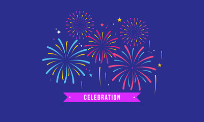 Fireworks and celebration background, winner, victory poster, banner