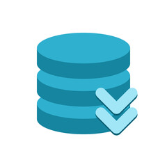 database icon with download symbol. datum symbol. data storage.