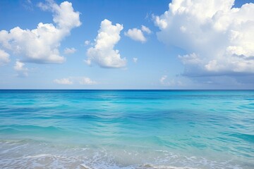 Obraz premium Tropical Beach and Ocean, sea, ocean, beach, water, sky, clouds, blue, waves