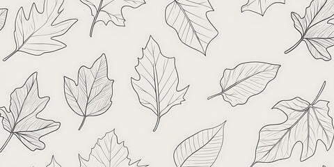 Fototapeta premium Seamless pattern of sketched autumn leaves.