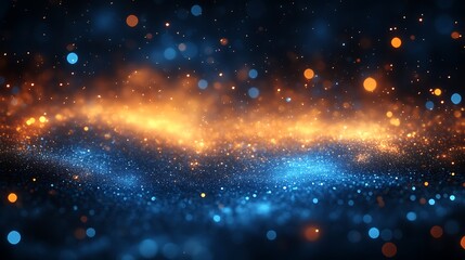 Fototapeta premium Abstract Blue And Orange Glowing Particle Background
