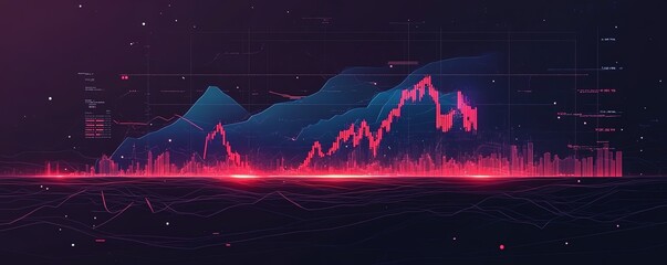 Stock market exchange candlestick chart with upward trends and bullish indicators, reflecting investment growth and market analysis, vector concept