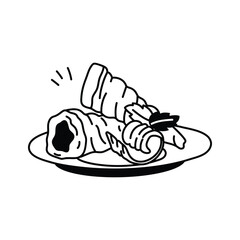 A cream filled roll with a decorative swirl on top