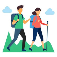 Fototapeta premium vector poster advocating for outdoor adventure hiking and exploration