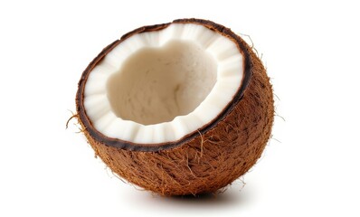 Coconut half with fresh, creamy interior