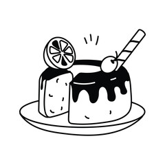 Grab this creative hand drawn icon of sponge cake in modern style
