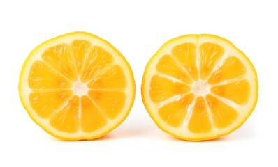 Fresh lemon halves against a white background