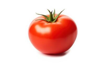 Fresh ripe red tomato on white background