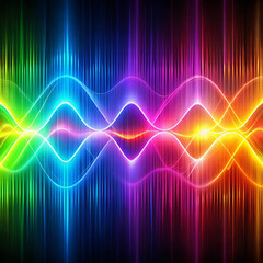Fototapeta premium A vibrant, colorful electrical sound wave with blended