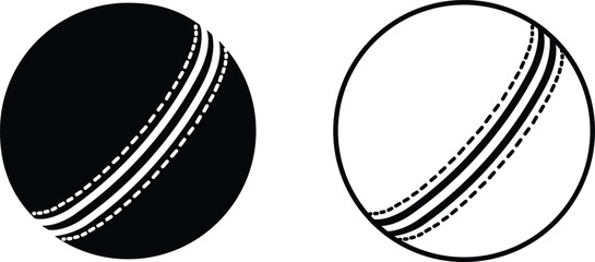 Obraz premium Cricket Ball icon set in trendy flat and line style collection isolated on transparent background. Cricket ball vector page seamless pattern symbol for competition website design logo, app, UI.