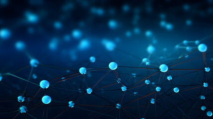 Digital blue network dotted line connection graphics poster background