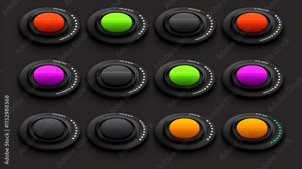 Poster interactive color controls digital interface graphic design studio setting top-down view user experi