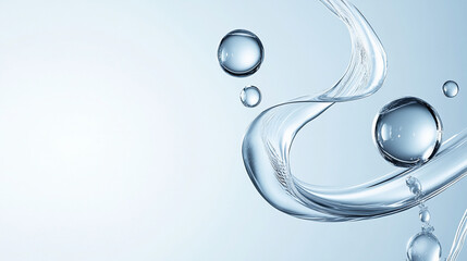 Cosmetic Essence, Liquid bubble, Molecule inside Liquid Bubble on water background.