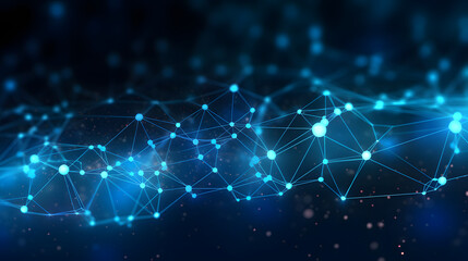 Digital blue network dotted line connection graphics poster background