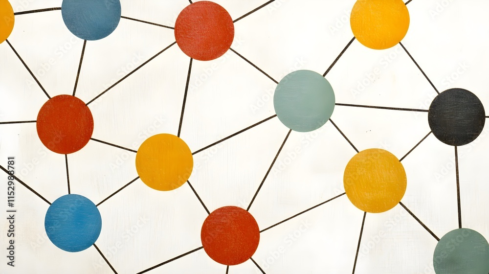 Poster dynamic colorful network visualization abstract art modern design digital space top-down view connec