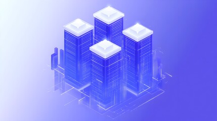 Fototapeta premium Innovative business towers rising in a digital cityscape futuristic urban environment