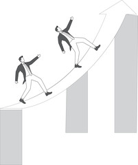 The way forward, hope and pursuit, competition and progress, the businessman is running hard on the red arrow
